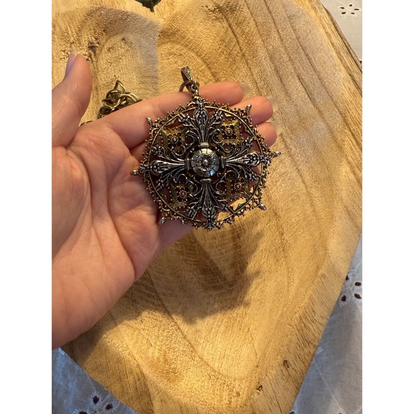 ART Vintage Designer Signed Chunky‎ Medallion Pendant Chain Necklace 60s/70s - Picture 3 of 6